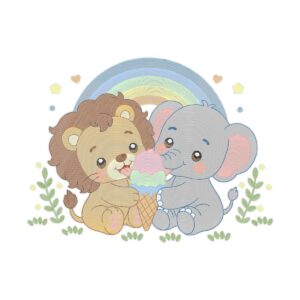 Lion And Elephant Free Machine Embroidery Design
