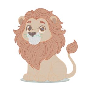 Lion Orange Cute Eyes X Free Machine Embroidery